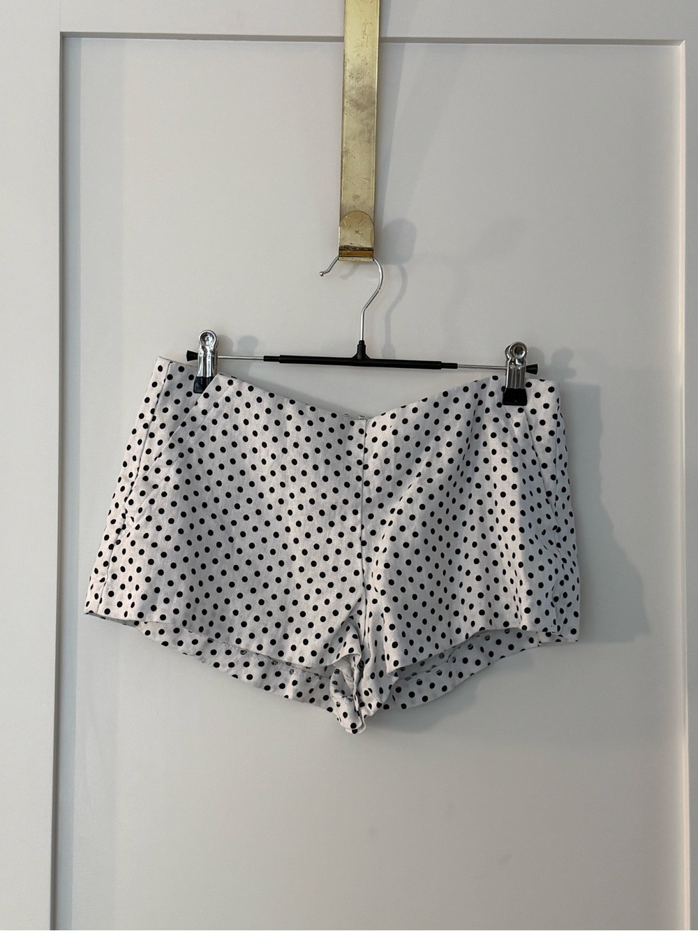Reformation White Polka Dot Micro Low-Rise Shorts
